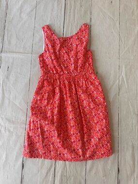 Vineyard Vines Shell Print tie back dress Pink and Orange Floral size 8
